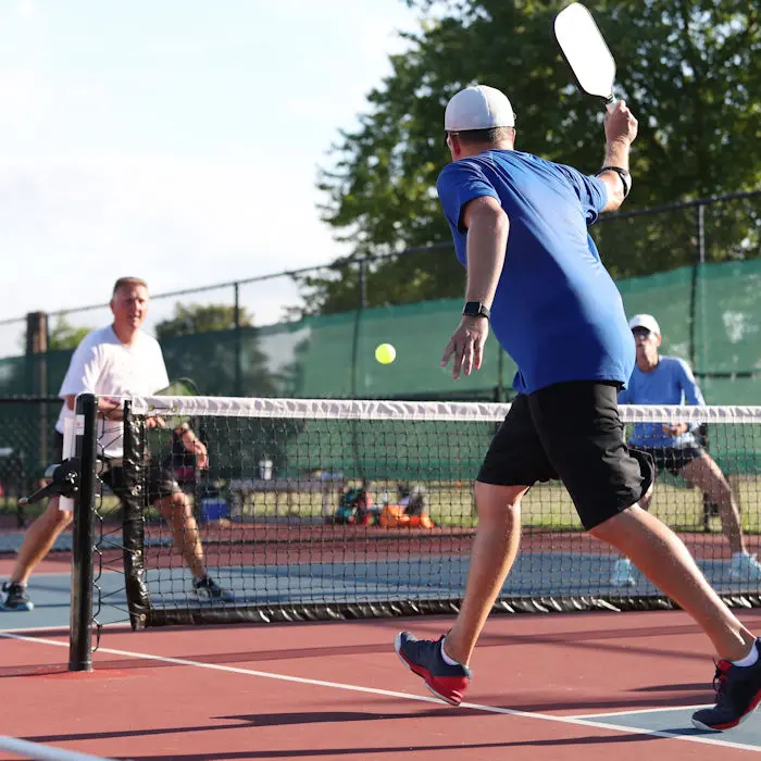 Seniors in pickleball action